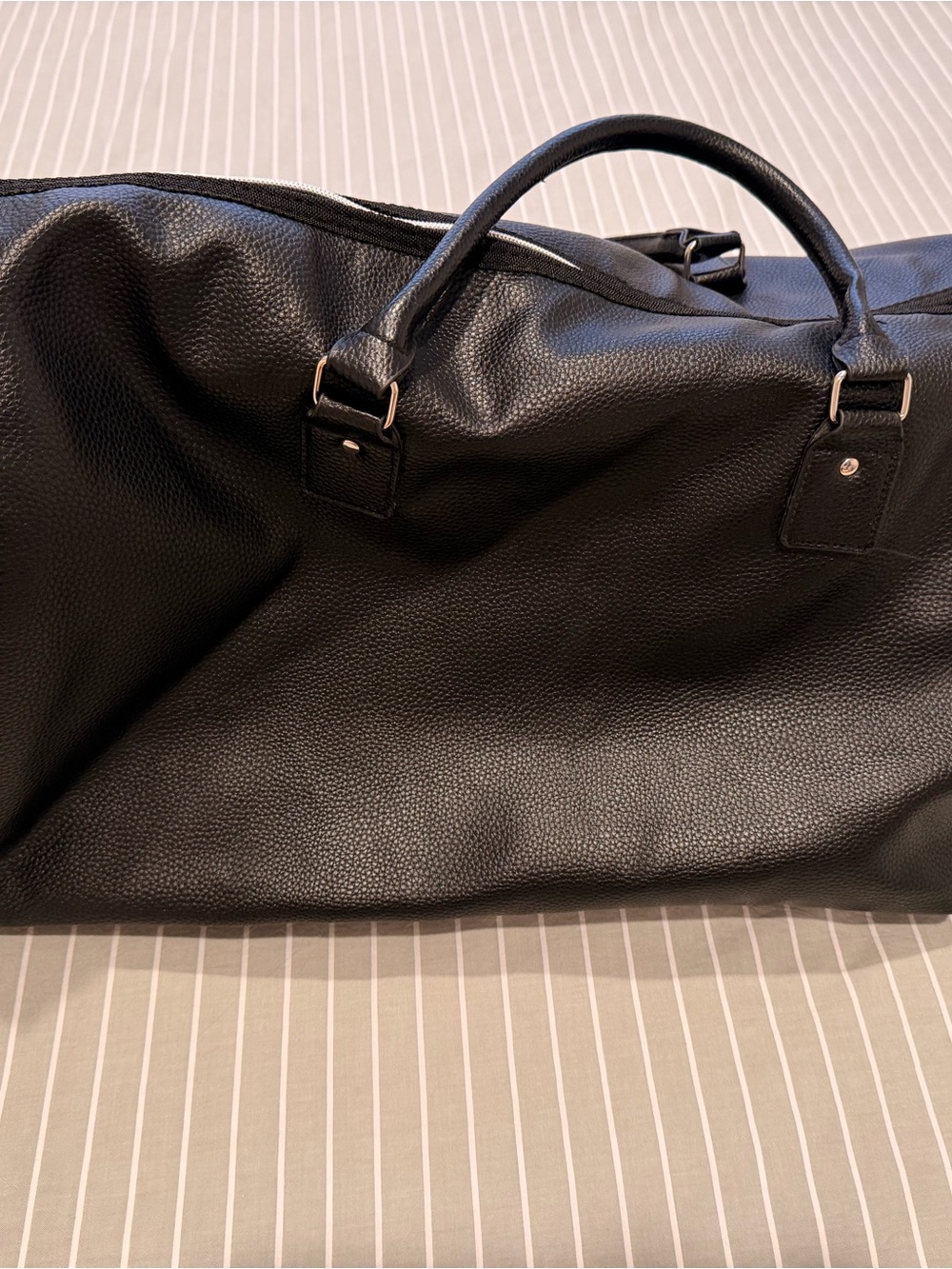 Black Men's Faux Leather Weekend Duffel Bag